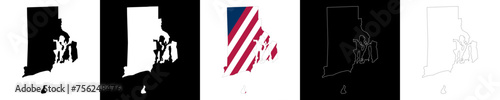 Rhode Island state outline map set