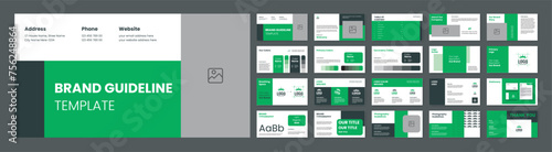 Style Guide Template for Branding Guidelines. Minimalist Logo Brand Book. Green Accent