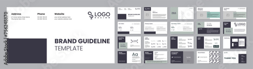 Style Guide Template for Branding Guidelines. Minimalist Logo Brand Book. Navy Blue Accent