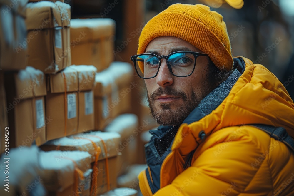Man in Yellow Jacket and Glasses Man in Yellow Jacket and Glasses
