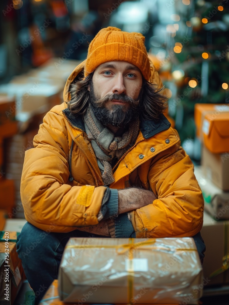 Bearded Man in Yellow Jacket Bearded Man in Yellow Jacket