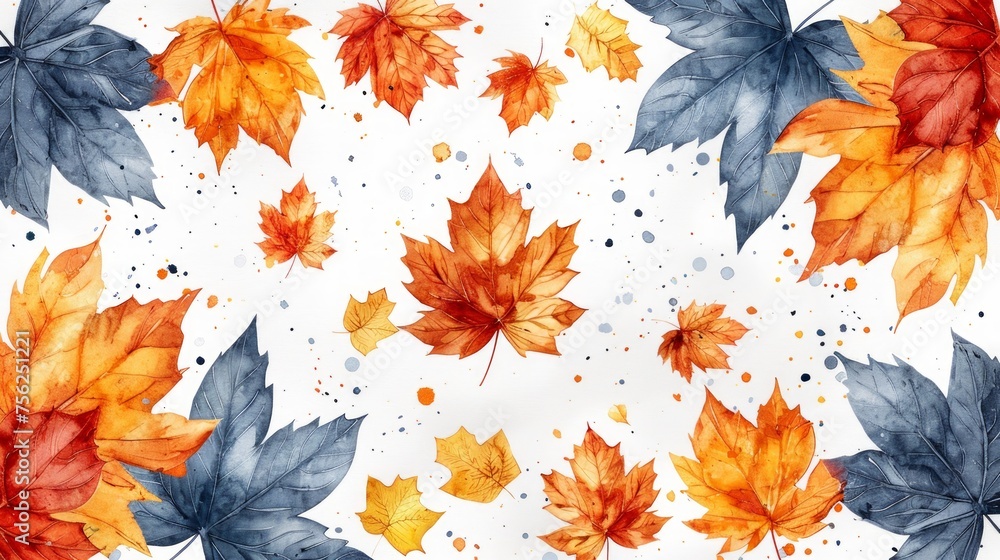 Autumn Leaves and Baskets Seamless Pattern - Fall Wrapping Paper Raster Illustration Generative AI Autumn Leaves and Baskets Seamless Pattern - Fall Wrapping Paper Raster Illustration Generative AI