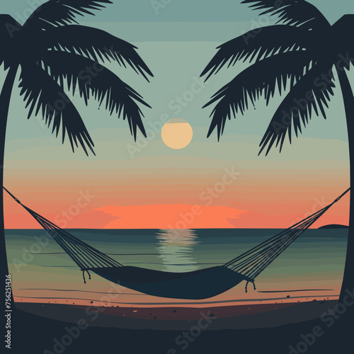 Twilight Serenity with Beach Hammock