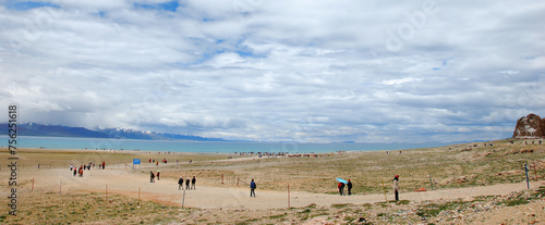 Namtso lake and tourists photo