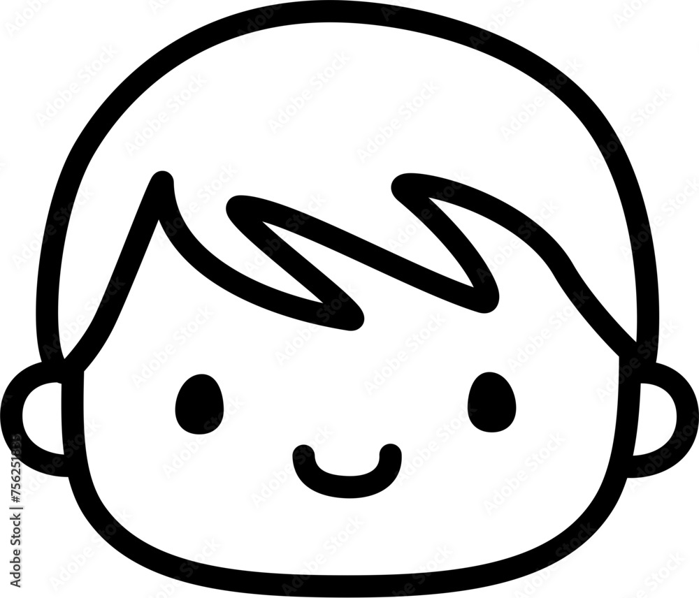 Cute Personalized Black and White Custom Face in SVG Vector.