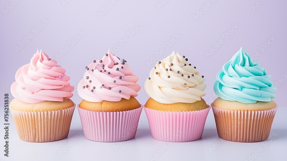 Tasty cupcakes. Delicious colored cupcakes