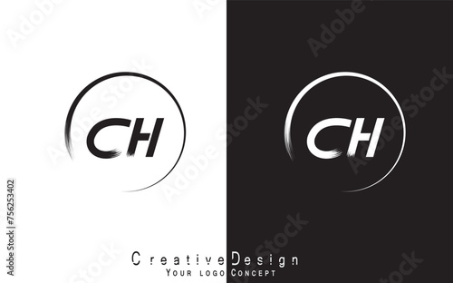 CH letter logo design template vector