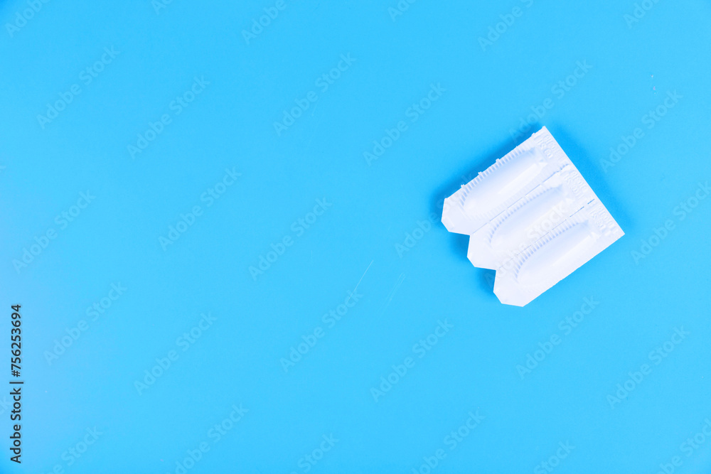 Suppository for anal or vaginal use. Suppositories for the treatment of high fever in children. Copy space. Suppository for anal or vaginal use. Suppositories for the treatment of high fever in children. Copy space.