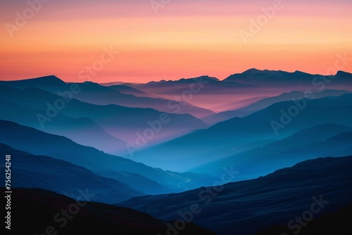 Sunset Over the Mountains A Stunning View of the Skyline Generative AI