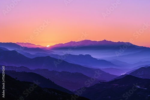 Sunset Serenade A Pink and Purple Mountain Range Generative AI