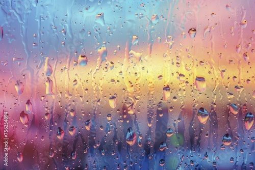 The sky, post-rain, boasts a pastel hue, each raindrop mirroring a colorful world below, a vibrant portrayal of diversity.
