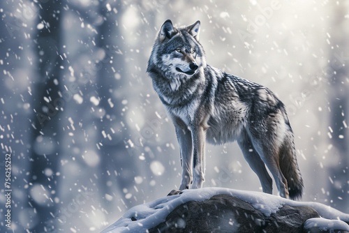 Wolf in the Snow A Chilly Winter s Night Generative AI