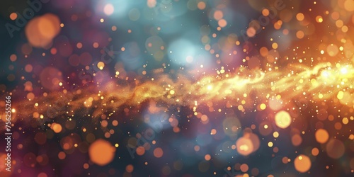 Abstract golden rocket trail on blurred pastel background signifies enlightenment and discovery.