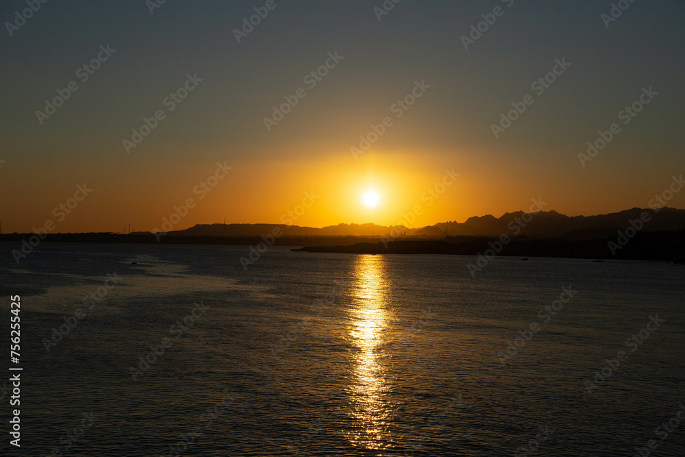 Sunset over the mountains, on the Sinai Peninsula, Egypt, Sharm El Sheikh, Red Sea. Sunset over the mountains, on the Sinai Peninsula, Egypt, Sharm El Sheikh, Red Sea.