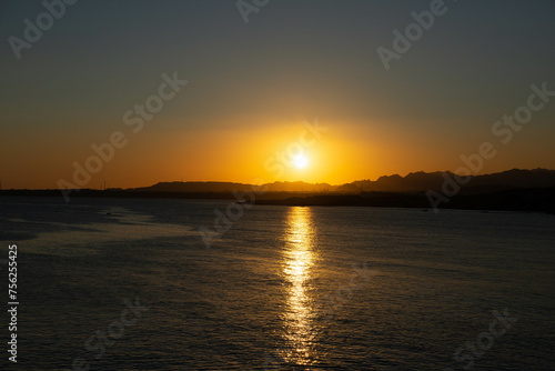 Sunset over the mountains  on the Sinai Peninsula  Egypt  Sharm El Sheikh  Red Sea.