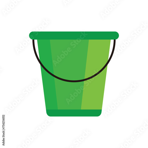 Green bucket icon. Flat illustration of green bucket vector icon for web design. resources graphic element design. Vector illustration with the theme of cleaning equipment