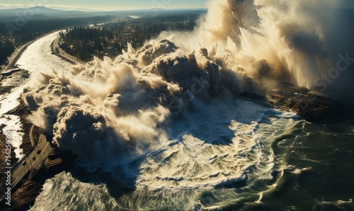 Large Plume of Smoke Rising From Ocean