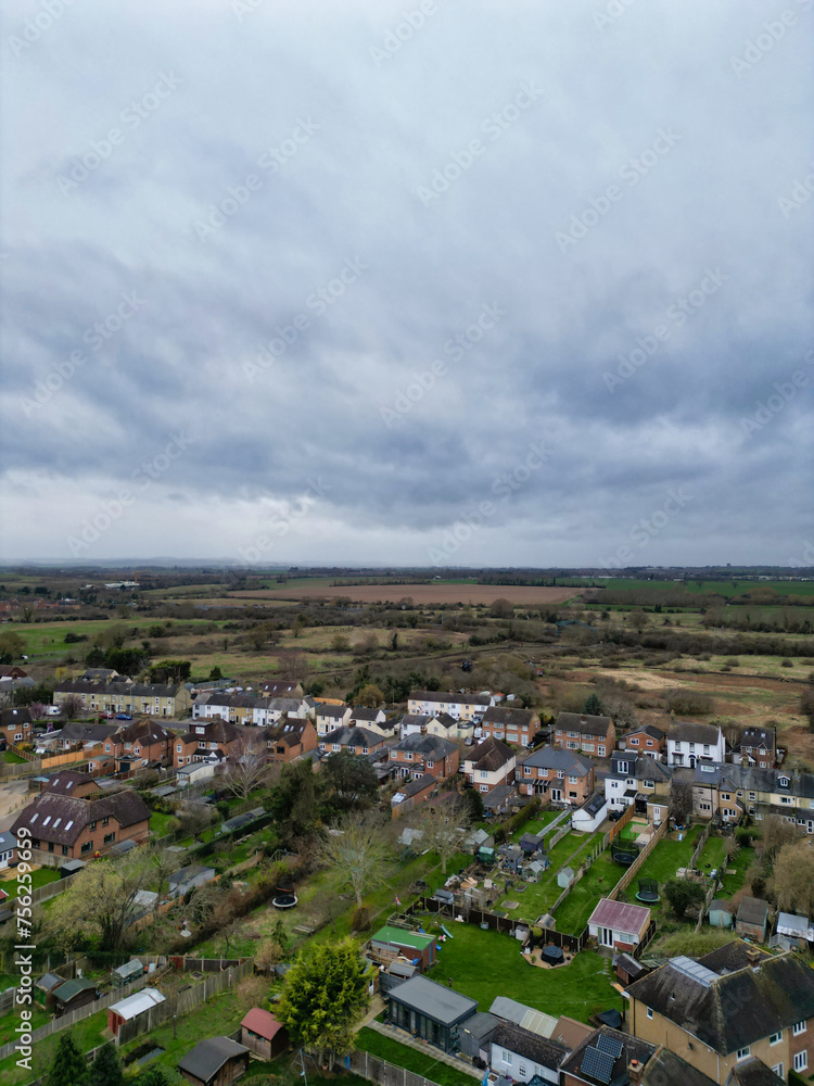 Naklejka premium High Angle View of Arlesey Town of Bedfordshire, England Great Britain. Feb 28th, 2024