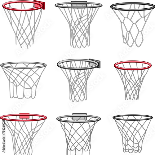basketball hoop set cartoon. light stadium, game basket, ball arena basketball hoop sign. isolated symbol vector illustration