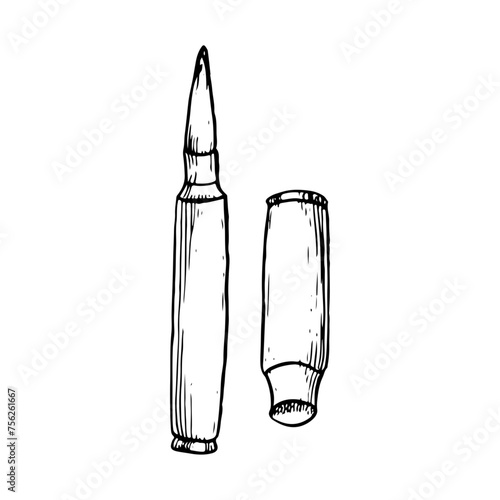 Vector bullet for rifles and collet graphic simple illustration for weapon, military designs