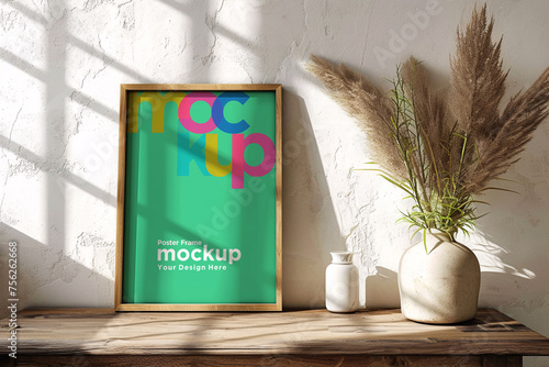 Poster Frame Mockup with Vases on the Shelf
Poster Frame Mockup with Vases and Decorative Items on the Shelf
Poster Frame Mockup with books and candles on the shelf
Poster Frame Mockup with vases on a