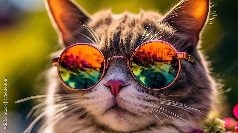 happy cat with funny sunglasses