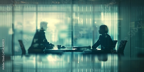 A man and a woman are sitting at a table in a conference room