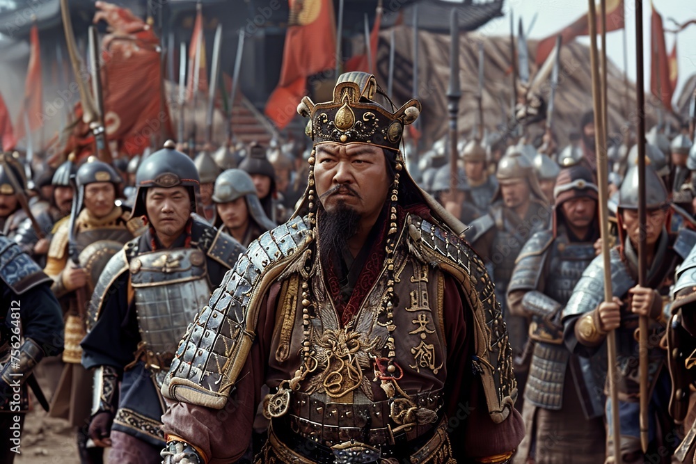 Fototapeta premium Illustration of a Genghis Khan's army ready for conquest.