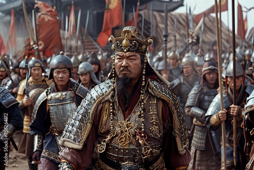 Illustration of a Genghis Khan's army ready for conquest.