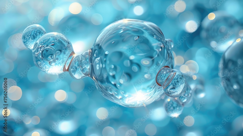 Close-up of Hyaluronic Acid Molecules with Water Droplets Close-up of Hyaluronic Acid Molecules with Water Droplets