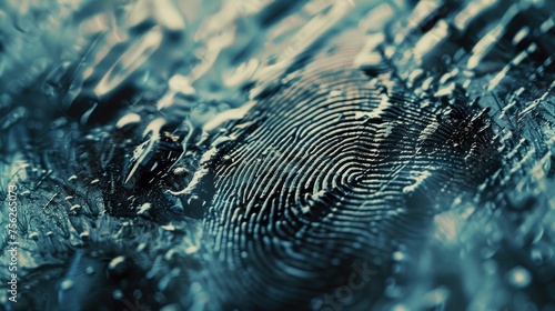 A close up of a fingerprint with a blue background