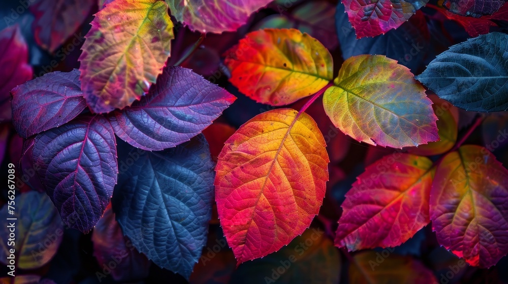 A colorful pile of leaves with a variety of colors including red, yellow A colorful pile of leaves with a variety of colors including red, yellow