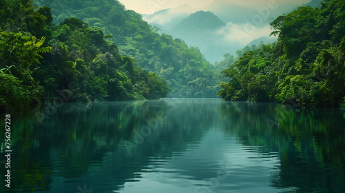 lake in the mountains, lake in the forest, A serene and picturesque mountain lake surrounded by lush greenery in the summer photograph