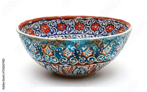 Turkish Ceramic Bowls On Transparent Background.
