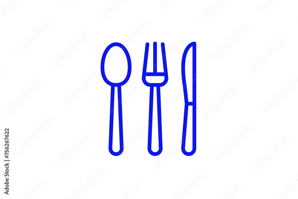 Isolated spoon, fork, knife illustration in line style design. Vector illustration. Isolated spoon, fork, knife illustration in line style design. Vector illustration.