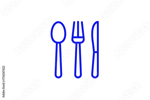 Isolated spoon  fork  knife illustration in line style design. Vector illustration.