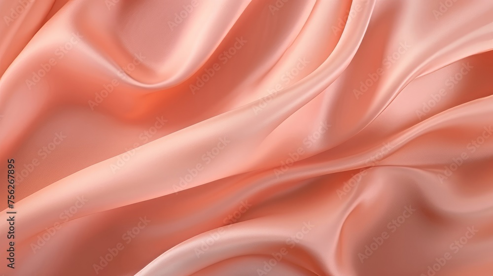 Soft silk fabric in a peach fuzz color as a background. Top view. Soft silk fabric in a peach fuzz color as a background. Top view.