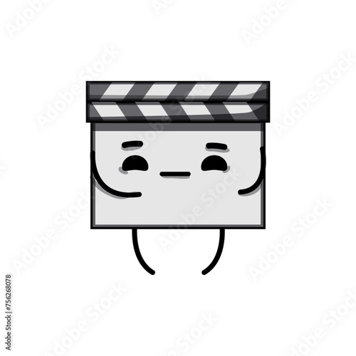 director clapper board character cartoon. action take, hollywood cut, media object director clapper board character sign. isolated symbol vector illustration