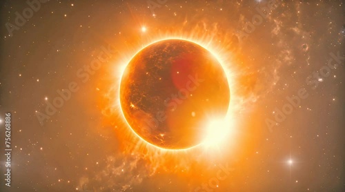 A solar eclipse. The total eclipse motion video. Space and galaxy concept. Blurred Background