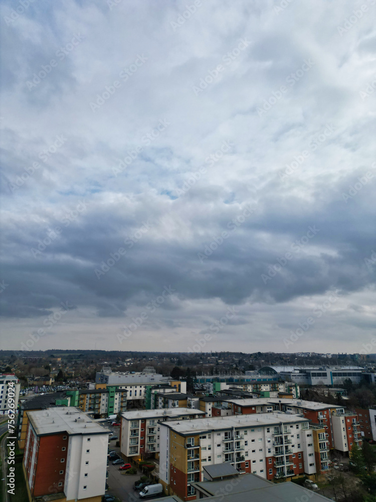Fototapeta premium High Angle Footage of Hatfield City Centre, England UK