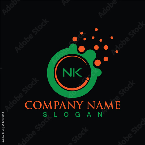 Fototapeta Naklejka Na Ścianę i Meble -  NK Letter Logo Design with Square shape design