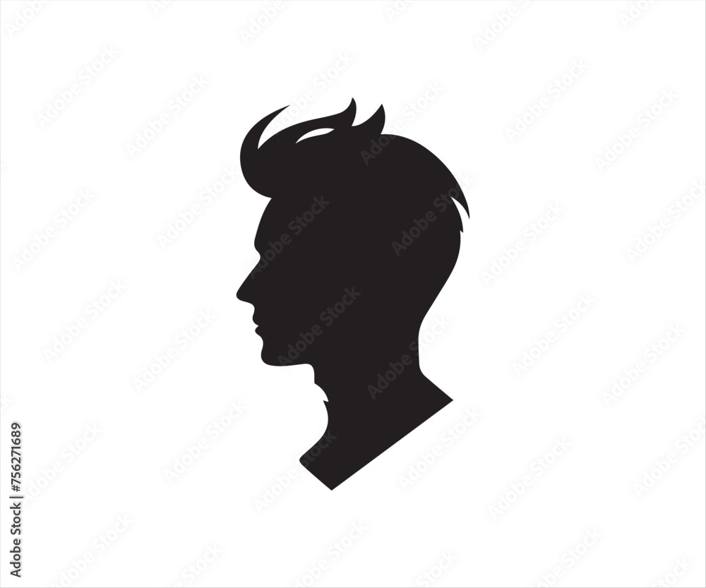 Man face silhouette isolated on white background. Vector illustration for your design