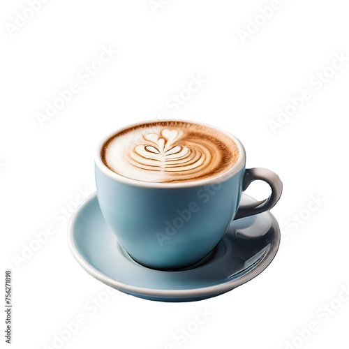 Cappuccino in a cup isolated on white background 