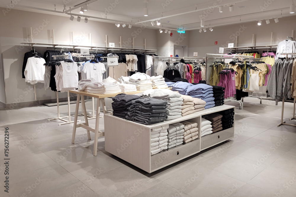 PENANG, MALAYSIA - 22 JAN 2024: Interior view of H&M clothing store in
