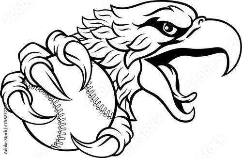 An eagle or hawk baseball ball cartoon sports team mascot