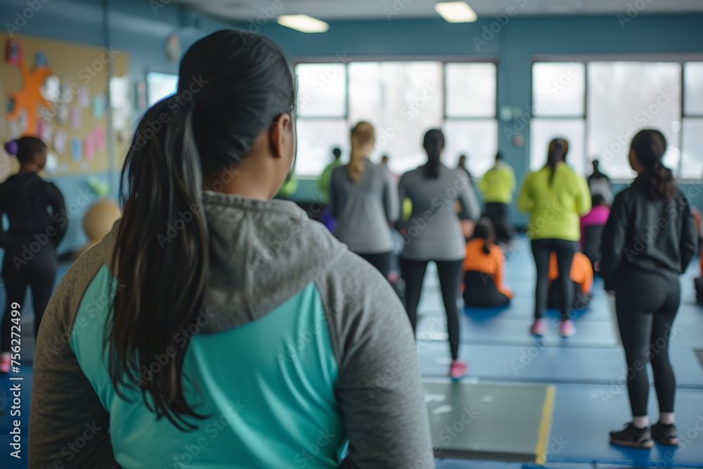 Fototapeta premium Gym dedicated to community outreach - hosting free fitness classes and health education sessions for underserved communities - promoting wellness and fitness accessibility for all.