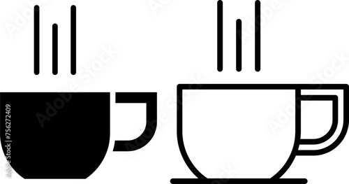 cup of coffee icon, sign, or symbol in glyph and line style isolated on transparent background. Vector illustration