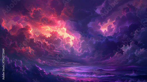 Pink and Violet Dimly Lit Swirling Fantasy Cloudscape