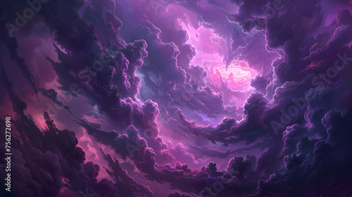Pink and Violet Dimly Lit Swirling Fantasy Cloudscape