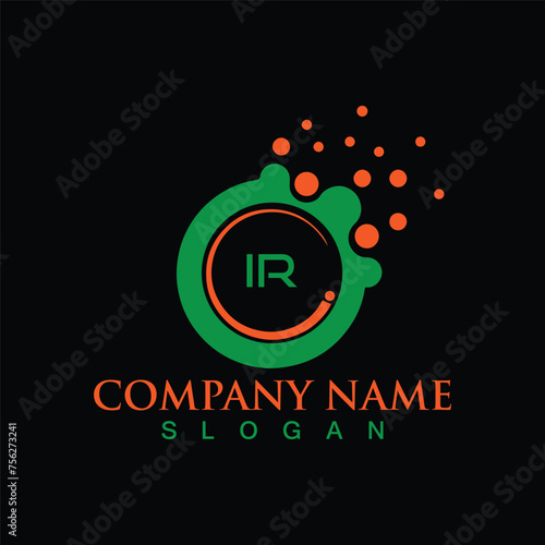 Square shape IR letter logo design vector